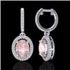 Image 2 : 3.25 ctw Morganite & Micro Pave VS/SI Diamond Earrings 18k White Gold - REF-136M4G