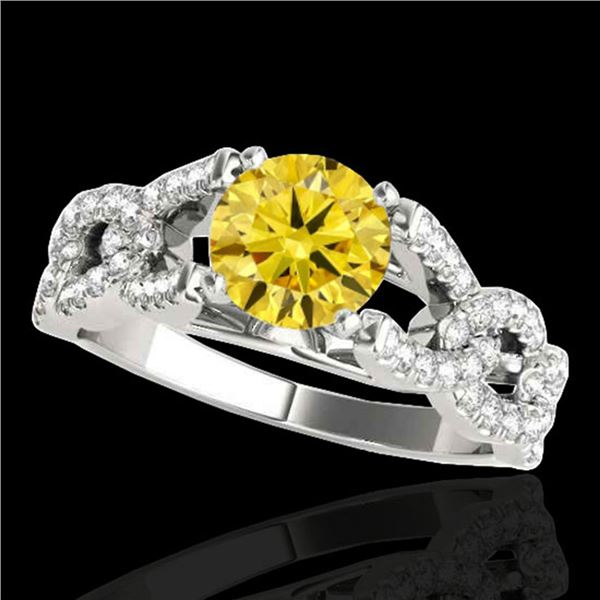 1.5 ctw Certified SI/I Fancy Intense Yellow Diamond Ring 10k White Gold - REF-177G3W