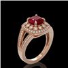 Image 2 : 2.69 ctw Certified Ruby & Diamond Victorian Ring 14K Rose Gold - REF-103H3R