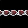 Image 1 : 25 ctw Garnet & Micro Pave VS/SI Diamond Bracelet Heart 14k White Gold - REF-415R5K