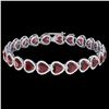Image 2 : 25 ctw Garnet & Micro Pave VS/SI Diamond Bracelet Heart 14k White Gold - REF-415R5K