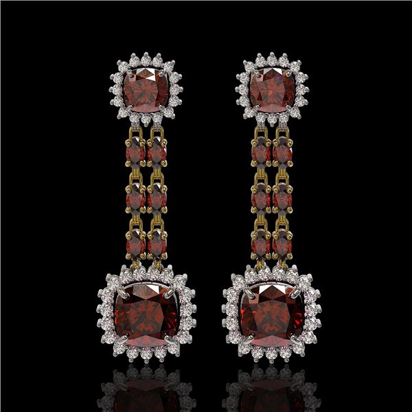 18.92 ctw Garnet & Diamond Earrings 14K Yellow Gold - REF-231H5R