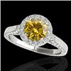 Image 1 : 1.5 ctw Certified SI/I Fancy Intense Yellow Diamond Ring 10k White Gold - REF-204G5W