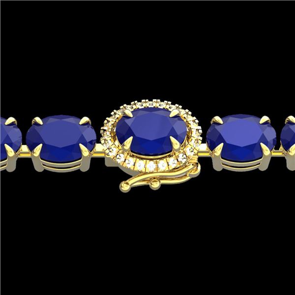 37 ctw Sapphire & VS/SI Diamond Micro Pave Bracelet 14k Yellow Gold - REF-272A8N