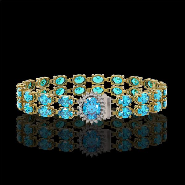 29.22 ctw Swiss Topaz & Diamond Bracelet 14K Yellow Gold - REF-218H2R