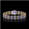 Image 3 : 16.96 ctw Tanzanite & Diamond Bracelet 14K Yellow Gold - REF-245M5G