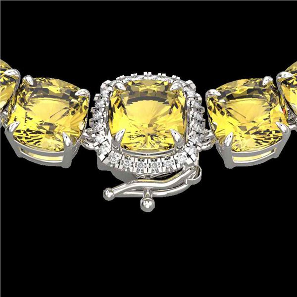 87 ctw Citrine & Diamond Micro Pave Necklace 14k White Gold - REF-335X6A
