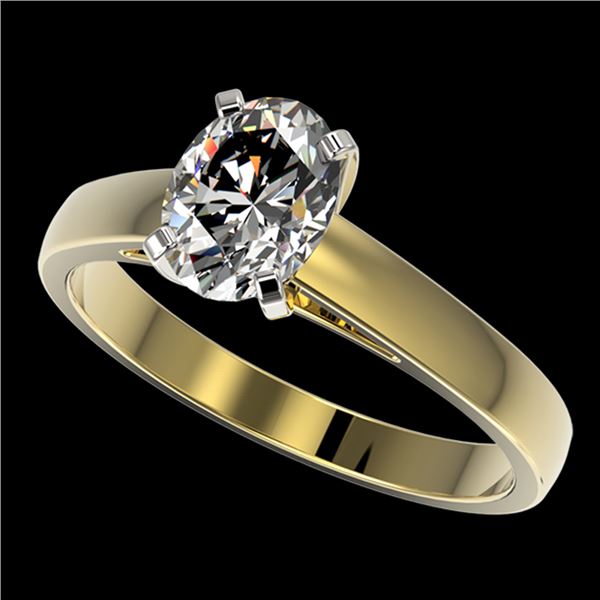 1.25 ctw Certified VS/SI Quality Oval Diamond Ring 10k Yellow Gold - REF-304K6Y