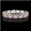 Image 1 : 37.11 ctw Morganite & Diamond Micro Pave Halo Bracelet 10k White Gold - REF-787H3R