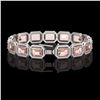 Image 2 : 37.11 ctw Morganite & Diamond Micro Pave Halo Bracelet 10k White Gold - REF-787H3R