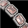 Image 3 : 37.11 ctw Morganite & Diamond Micro Pave Halo Bracelet 10k White Gold - REF-787H3R