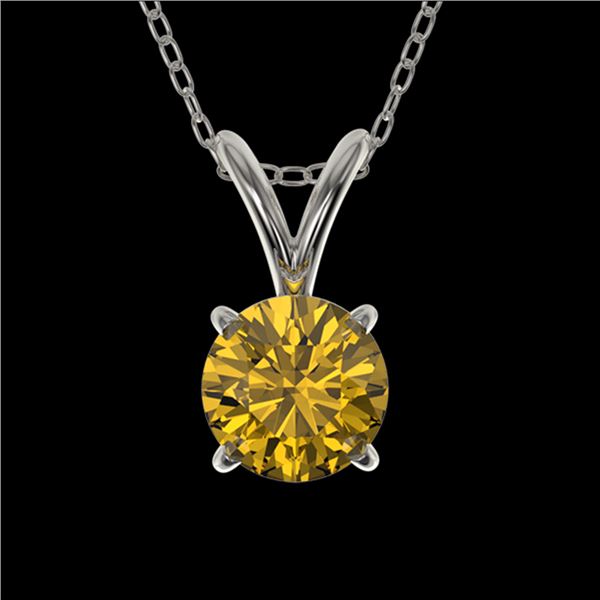 0.56 ctw Certified Intense Yellow Diamond Necklace 10k White Gold - REF-57F8M