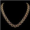 Image 1 : 36.8 ctw Garnet & Diamond Micro Pave Halo Necklace 10k Yellow Gold - REF-592H9R
