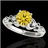 Image 1 : 1.15 ctw Certified SI Intense Yellow Diamond Antique Ring 10k White Gold - REF-190K9Y