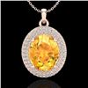 Image 1 : 4 ctw Citrine & Micro Pave VS/SI Diamond Necklace 14k Rose Gold - REF-84M9G