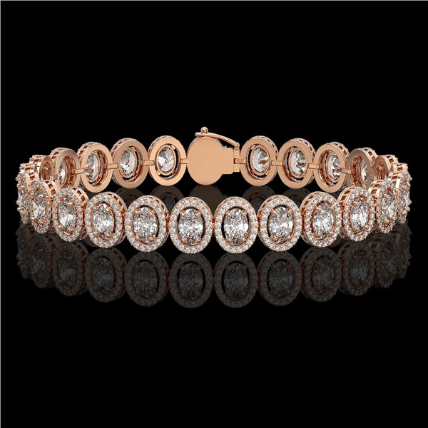 15.8 ctw Oval Cut Diamond Micro Pave Bracelet 18K Rose Gold - REF-2129Y2X