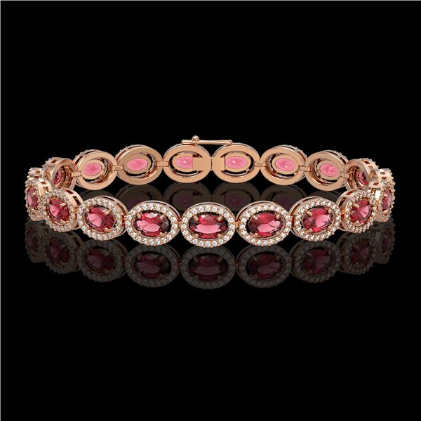 13.87 ctw Tourmaline & Diamond Micro Pave Halo Bracelet 10k Rose Gold - REF-309X3A