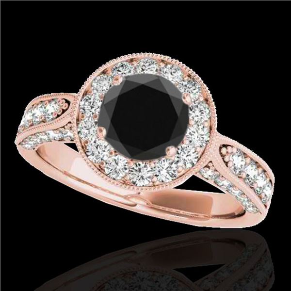 2 ctw Certified VS Black Diamond Solitaire Halo Ring 10k Rose Gold - REF-80R6K