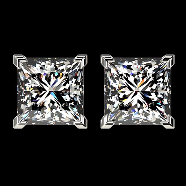 2.50 ctw VS/SI Quality Princess Diamond Stud Earrings 10k White Gold - REF-601M4G