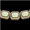 Image 3 : 53.59 ctw Opal & Diamond Micro Pave Halo Necklace 10k Yellow Gold - REF-890N9F