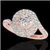 Image 1 : 1.86 ctw Certified Diamond Solitaire Halo Ring 10k Rose Gold - REF-184W3H