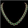 Image 1 : 64.01 ctw Emerald & Diamond Micro Pave Halo Necklace 10k Rose Gold - REF-854N5F