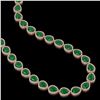 Image 2 : 64.01 ctw Emerald & Diamond Micro Pave Halo Necklace 10k Rose Gold - REF-854N5F