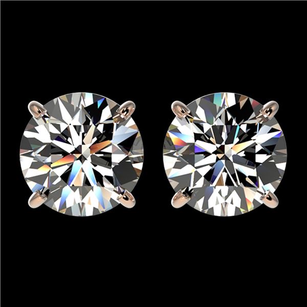 2.57 ctw Certified Quality Diamond Stud Earrings 10k Rose Gold - REF-303W2H