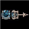 Image 2 : 4 ctw Certified Intense Blue Diamond Stud Earrings 10k Rose Gold - REF-556A3N
