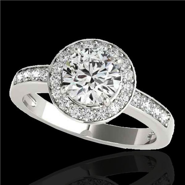2 ctw Certified Diamond Solitaire Halo Ring 10k White Gold - REF-327F3M