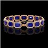 Image 2 : 38.61 ctw Sapphire & Diamond Micro Pave Halo Bracelet 10k Rose Gold - REF-392X4A
