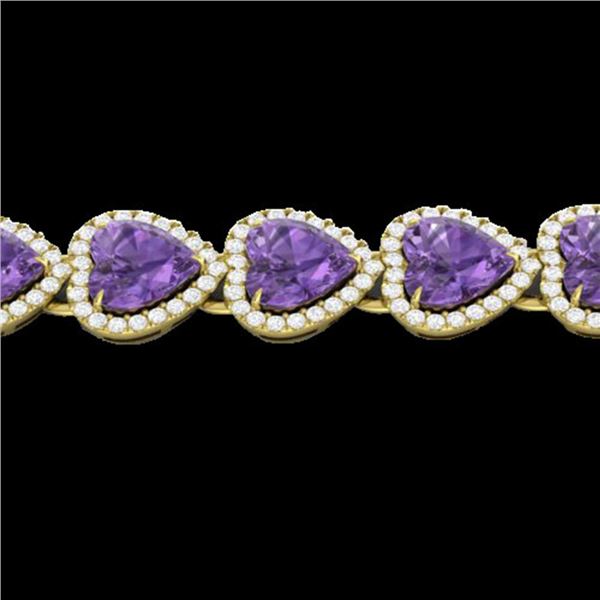 23 ctw Amethyst & Micro Pave Bracelet Heart Halo 14k Yellow Gold - REF-415Y5X