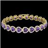 Image 2 : 23 ctw Amethyst & Micro Pave Bracelet Heart Halo 14k Yellow Gold - REF-415Y5X