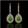 Image 1 : 8.15 ctw Jade & Diamond Victorian Earrings 14K Rose Gold - REF-241K6Y