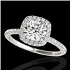 Image 1 : 1.25 ctw Certified Diamond Solitaire Halo Ring 10k White Gold - REF-177M3G