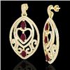 Image 2 : 7 ctw Ruby & Micro Pave VS/SI Diamond Heart Earrings 18k Yellow Gold - REF-418Y2X