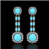 Image 1 : 16.04 ctw Turquoise & Diamond Earrings 14K Rose Gold - REF-225W3H