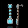 Image 2 : 16.04 ctw Turquoise & Diamond Earrings 14K Rose Gold - REF-225W3H