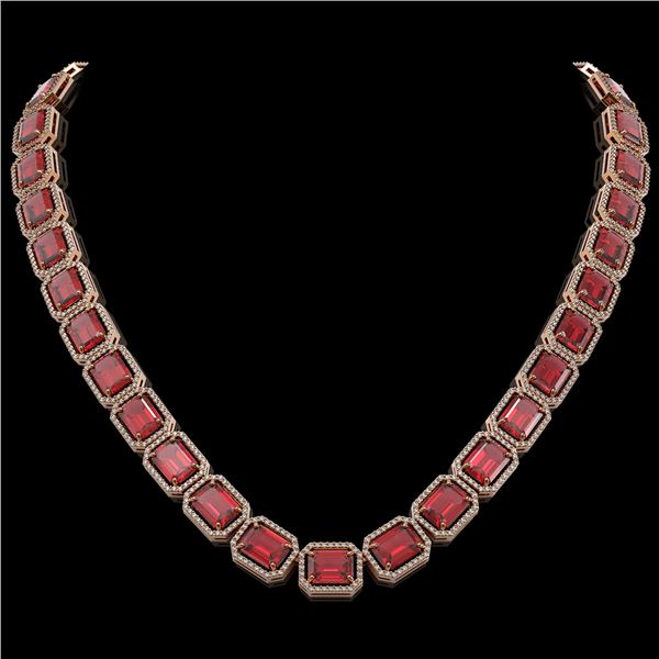 80.32 ctw Tourmaline & Diamond Micro Pave Halo Necklace 10k Rose Gold - REF-1178G4W