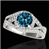 Image 1 : 1.5 ctw SI Certified Fancy Blue Diamond Solitaire Halo Ring 10k White Gold - REF-133G6W