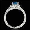 Image 2 : 1.5 ctw SI Certified Fancy Blue Diamond Solitaire Halo Ring 10k White Gold - REF-133G6W