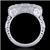 Image 3 : 2.51 ctw Intense Blue Diamond Art Deco 3 Stone Ring 18k White Gold - REF-345A5N