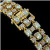 Image 3 : 13.12 ctw Aquamarine & Diamond Row Bracelet 10K Yellow Gold - REF-245R5K