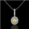 Image 2 : 3.87 ctw Canary Citrine & Diamond Victorian Necklace 14K White Gold - REF-120M2G