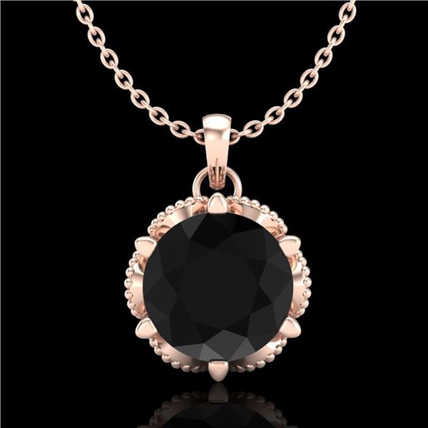 1.36 ctw Fancy Black Diamond Art Deco Stud Necklace 18k Rose Gold - REF-85F5M