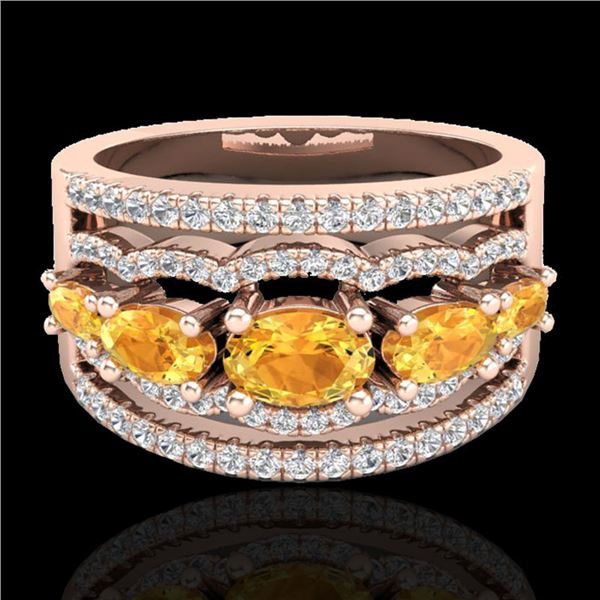 2.25 ctw Citrine & Micro Pave VS/SI Diamond Designer Ring 10k Rose Gold - REF-81K8Y