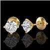 Image 2 : 1.01 ctw VS/SI Diamond Solitaire Art Deco Stud Earrings 18k Yellow Gold - REF-121M5G