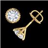 Image 3 : 1.01 ctw VS/SI Diamond Solitaire Art Deco Stud Earrings 18k Yellow Gold - REF-121M5G