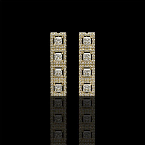 4.01 ctw Princess Cut Diamond Micro Pave Earrings 18K Yellow Gold - REF-346R3K