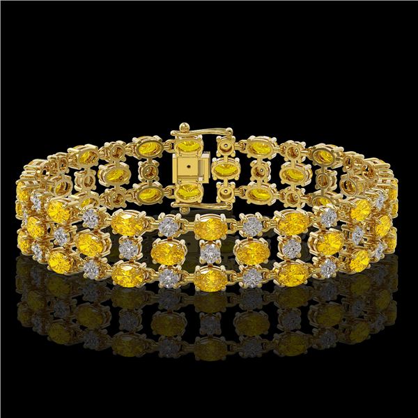 20.78 ctw Fancy Citrine & Diamond Bracelet 10K Yellow Gold - REF-227G3W